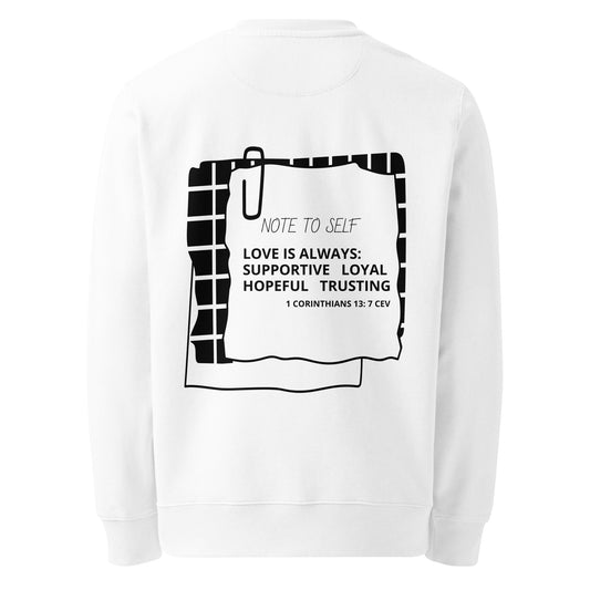 Unisex Note to Self Back Graphic Print eco sweatshirt