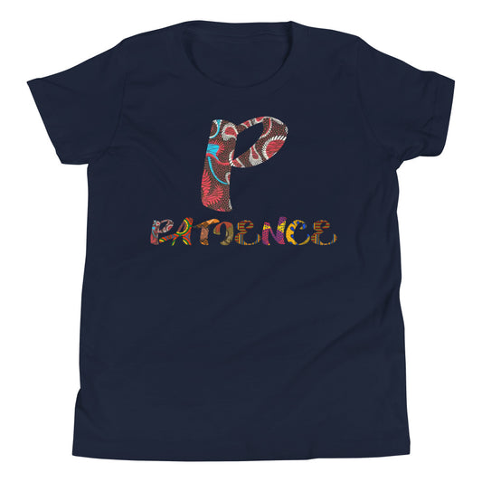 The Afro print graphic 'P' and 'Patience' Short Sleeve T-shirt is expressive and cool.  "Patience is a virtue." Everyone can do with a dose of patience.