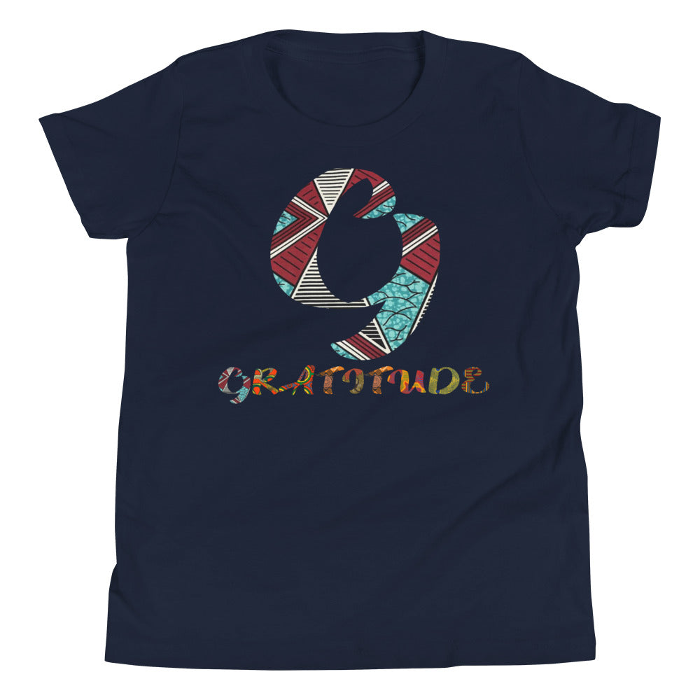 Start each day with Gratitude! This T-shirt is fresh, it’s stylish, it’s gracious! Children's collection that is bound to become a favourite in any youngster's wardrobe, comes in fresh colours and ethnic designs – lightweight and soft fabric.
