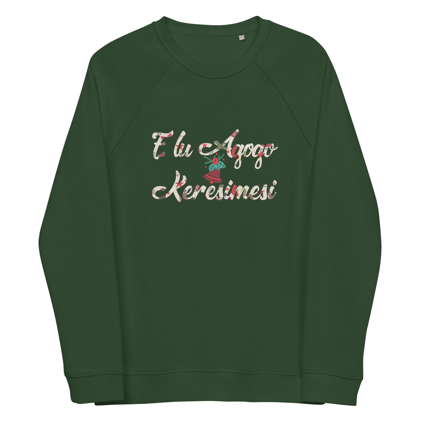Jingle bells 'Keresimesi' Unisex organic raglan sweatshirt