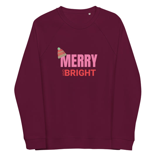 Merry and Bright Unisex organic raglan sweatshirt