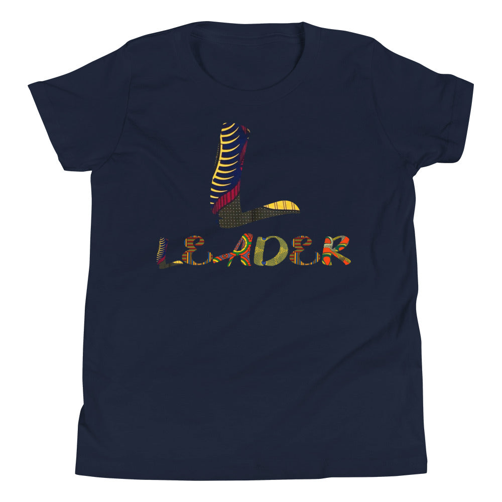 Check out this sleek Navy Afro print graphic 'L' and 'Leader' T-shirt. Have you read, "The Leader in me?" Keep nurturing the Leader in you! 